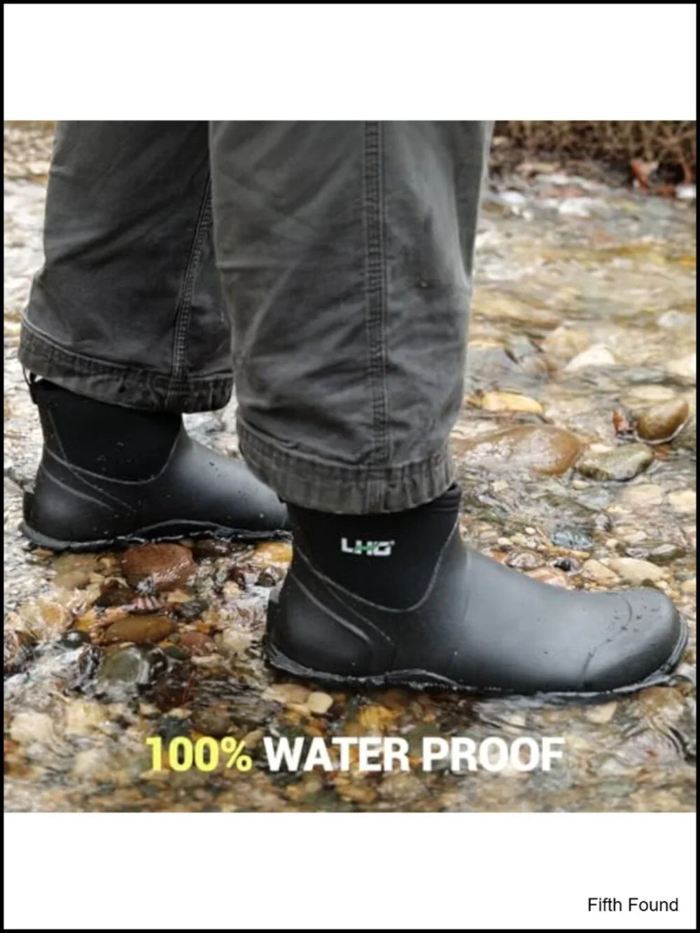 Men's Waterproof Ankle Rain Boots Neoprene Insulated Non Slip Garden Work Boots